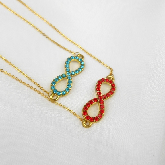 New Gold Infinity Rhinestone Necklace - Picture 4 of 7
